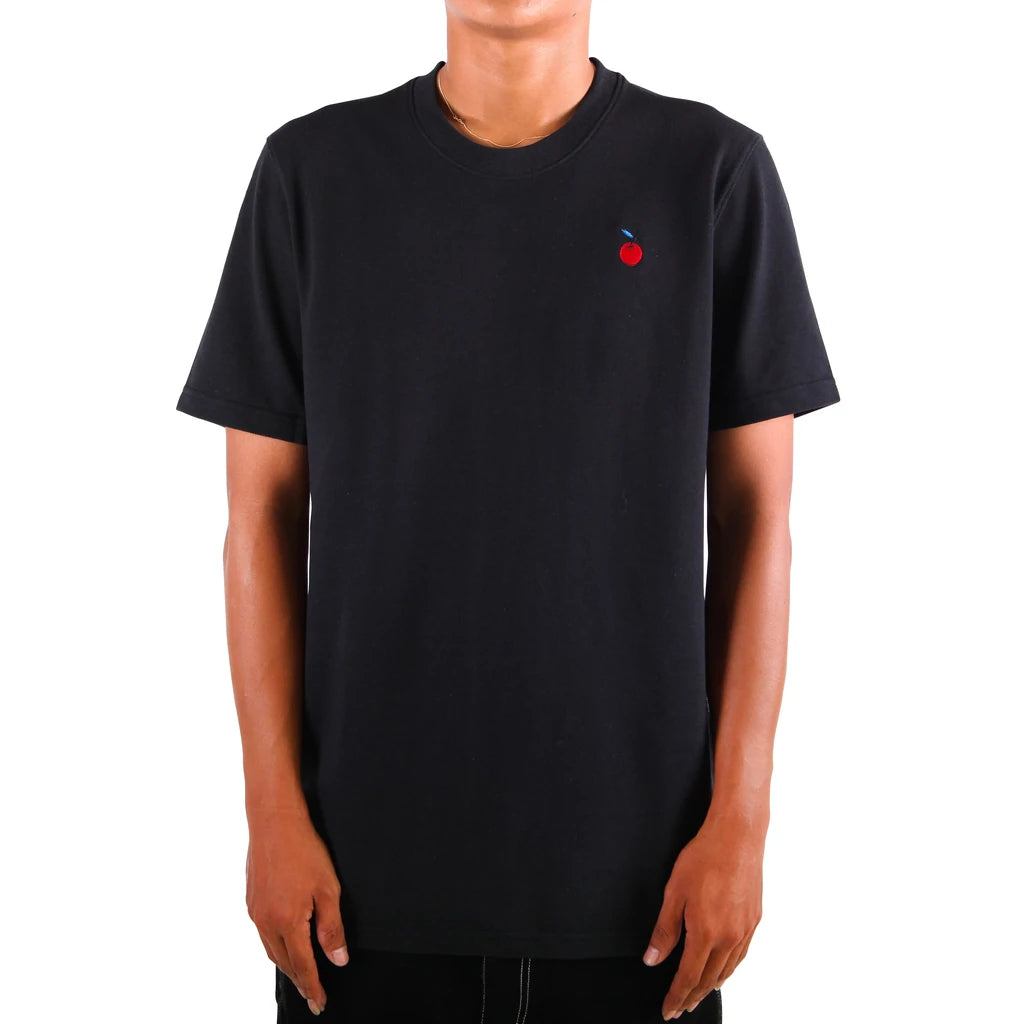 Preduce X Cher Embroidered Cherry Cotton Pique T-Shirt Black