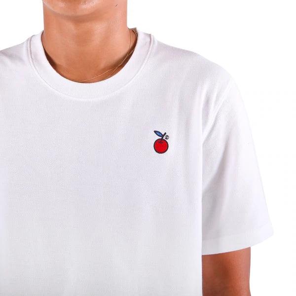 Preduce X Cher Embroidered Cherry Cotton Pique T-Shirt White